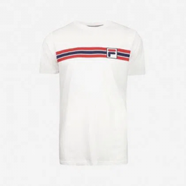 Imagem da oferta Camiseta Fila Stripe Branca Masculina Branco e Marinho