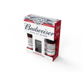 Kit Cerveja Budweiser 330ml 2 Unidades + 1 Copo Bud Vidro 350ml