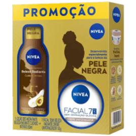 Imagem da oferta Kit Nivea Beleza radiante Pele negra loção corporal Deo-Hidratante 200ml + Creme Facial uniformizador 100g