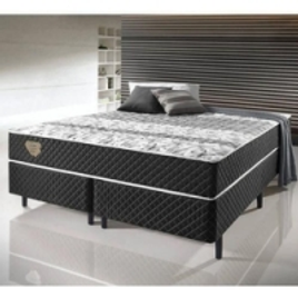 Imagem da oferta Conjunto Cama Box King Size Soft Comfort Preto - Antiácaro Antifungo e Antialérgico - 193x203x60cm