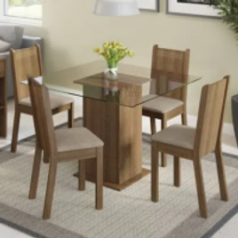 Imagem da oferta Conjunto Sala de Jantar Madesa Magda Mesa Tampo de Vidro com 4 Cadeiras