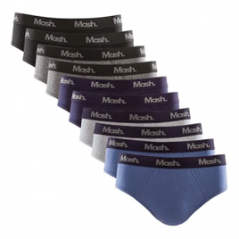 Kit com 10 Cuecas Mash Slip Tradicional Algodão Cotton