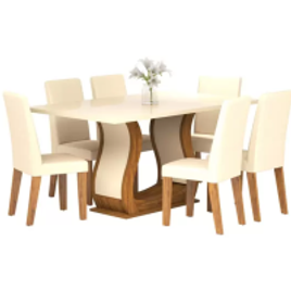 Imagem da oferta Mesa de Jantar 6 Cadeiras Retangular Viero - Valência