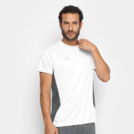 Imagem da oferta Camiseta Kappa Recorte Lateral Masculina - Branco e Chumbo
