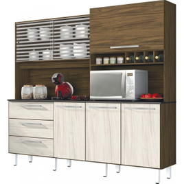 Imagem da oferta Armário de Cozinha 6 Portas 3 Gavetas Mega Espresso Móveis Nogal/Nevada