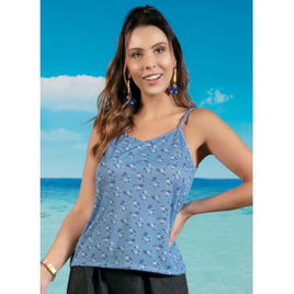 Imagem da oferta Blusa Floral Azul com Alças e Decote V Tam M