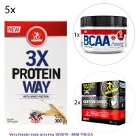 Imagem da oferta Kit Midway 5x Way Protein 3X Midway + BCAA Powder USA Hidrossolúvel + 2x Somarizanol Military Trail