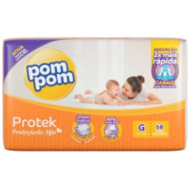 Fralda Pom Pom Protek Proteção de Mãe Tamanho G - 68 Unidades