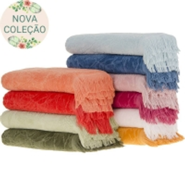Imagem da oferta Jogo De Banho Serena com Franja Amarelo Mostrada/Branco 5 Peças - Casa & Conforto Sombra & Água Fresca By Buddemeyer