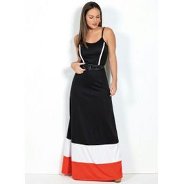 Imagem da oferta Vestido Longo Tricolor com Recortes - Moda Pop