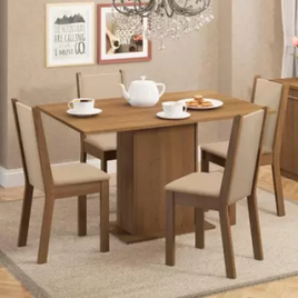 Imagem da oferta Conjunto Sala de Jantar Madesa Talita Mesa Tampo de Madeira com 4 Cadeiras