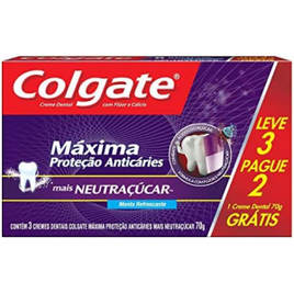 Creme Dental Colgate Máxima Proteção Anticáries mais Neutraçúcar 70g - Leve 3 Pague 2