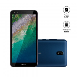 Smartphone Nokia C01 Plus 32GB 4G Tela 545 Dual Chip 1GB RAM Câmera 50MP Selfie 50MP Azul NK040