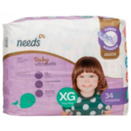 Fralda Descartável Needs Baby Ultrasafe Tamanho XG - 34 Unidades