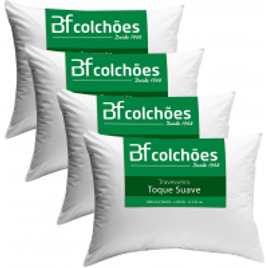 Kit 4 Travesseiros Antialérgico de Fibra Macio Lavável 45X65 bf Colchões
