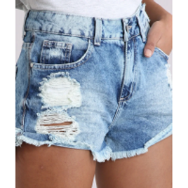 Imagem da oferta Short Jeans Feminino Boy Destroyed com Barra Desfiada