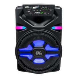 Caixa de Som Ativa Pro Bass Wave 12 400W RMS TWS Bluetooth/USB/MP3 Player LED Preto - PBWAVE12