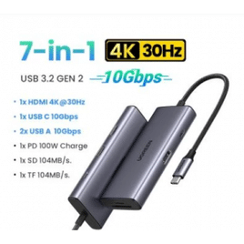 Imagem da oferta UGREEN HUB 10Gbps USB C 4K60Hz Tipo Para HDMI RJ45 Ethernet PD100W MacBook iPad Huawei Sumsang PC Tablet Telefone 3.0