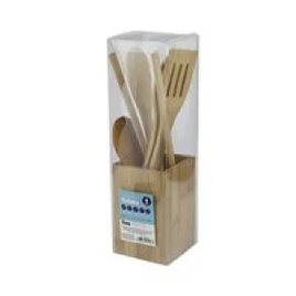 Imagem da oferta Kit Utensílios de Cozinha Seleta Bee de Bambu com 6 Peças
