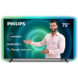 Imagem da oferta Smart TV Philips Android Ambilight 75" 4k Google Assistant Comando De Voz Dolby Vision Bluetooth 5.0