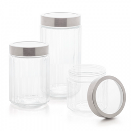 Conjunto Porta Mantimentos 3 Peças com Tampa Aço Inox