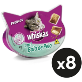 Kit Petisco Whiskas Temptations Anti Bola de Pelo Para Gatos Adultos 8x40g
