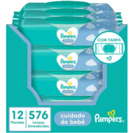 Imagem da oferta Kit Lenços Umedecidos Pampers para Limpeza Cuidados de Bebê - 576 Unidades