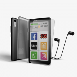 Imagem da oferta Kit ObaSmart 3 + Capinha + Pelicula + Fone - Smartphone para 3ª Idade Original Obabox