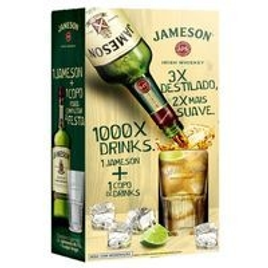 Imagem da oferta Pack Whisky Irlandês Jameson - 1L + 1 Copo Longo