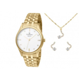 Imagem da oferta Relógio Feminino Champion Analógico Elegance - CN25841W Dourado com Acessórios