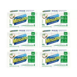 Imagem da oferta Sabão em Barra Minuano Coco 500g - 6 Pacotes com 5 Unidades Cada (Total de 30 unidades)