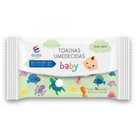 2 Unidades Toalhas Umedecidas Baby Aloe Vera Ever Care - 96 Toalhas