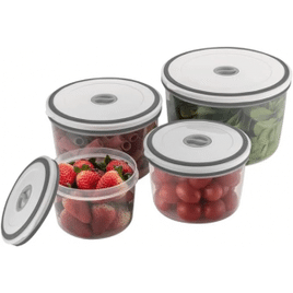 Imagem da oferta Electrolux - Kit Potes de Plástico Hermético Redondo Transparente/Branco 4 unidades