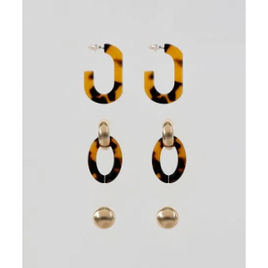 Imagem da oferta Kit de 3 Brincos Femininos Tartaruga Dourado
