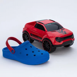Kit Babuche Infantil PVC Cor Vermelho + Brinquedo Carrinho Pick-Up Vermelho - Kidy