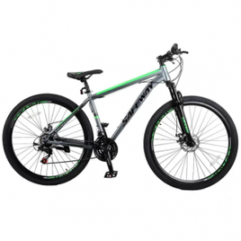 Imagem da oferta Bicicleta Aro 29 Safeway Aço Carbono 21 Marchas Shimano Freio a Disco e Suspensão - Cinza+Verde