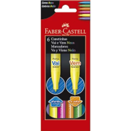 Canetinha Vai e Vem Neon 6 Cores Faber-Castell