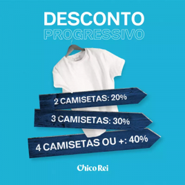 Imagem da oferta Ganhe até 40% de Desconto em Camisetas - Desconto Progressivo