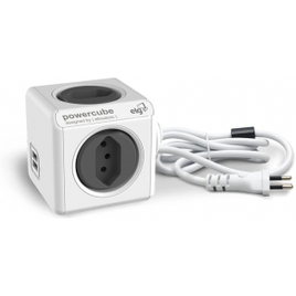 Multiplicador 4 Tomadas Bivolt + 2 USB 2.4A com Cabo 3m Powercube Extended USB Elg - Pwc-X4u