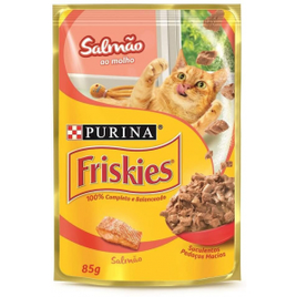 3 Unidades de Ração Úmida para Gatos Nestlé Purina Friskies Adultos Salmão ao Molho 85g