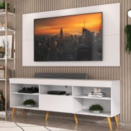 Imagem da oferta Rack com Painel TV 65" Retrô Flórida Up Multimóveis MP1042 Branco/Natural