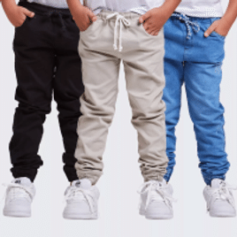Imagem da oferta Kit Calça Jeans Jogger Infantil 3 Unidades