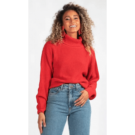 Imagem da oferta Blusão Gola Alta em Tricot Vermelho Hering