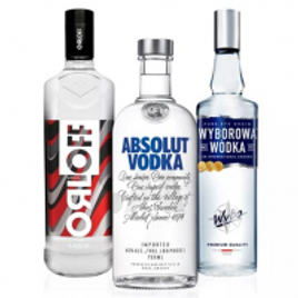 Imagem da oferta Kit Vodka Absolut 750ml + Vodka Wyborowa 750ml + Vodka Orloff 1L