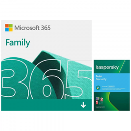 Imagem da oferta Microsoft 365 Family 1 licença para até 6 usuários Assinatura 15 meses + Kaspersky Antivírus Total Security 5 dispositivos Licença 12 meses