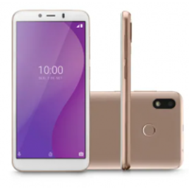 Imagem da oferta Smartphone Multilaser G 4G 16GB Tela 5.5 Processador Octa Core Sensor de Digitais Android 9.0 GO Dourado - P9096