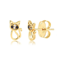 Brinco de Gatinho Folheado em Ouro 18k Francisca Joias