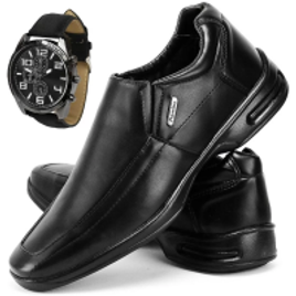 Imagem da oferta Sapato Conforto Social SapatoFran com Relógio Masculino - Preto
