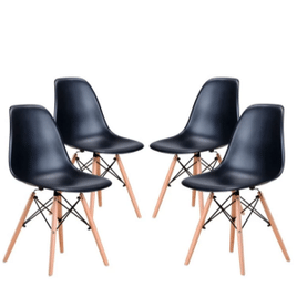 Imagem da oferta Conjunto 4 Cadeiras Eames Eiffel Com Pés de Madeira