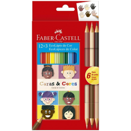 Imagem da oferta Lápis de Cor Ecolápis Caras & Cores 12 Cores + 6 Tons de Pele - Faber-Castell